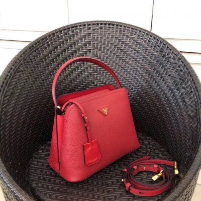 Prada Matinee Mini Bag In Red Saffiano Leather