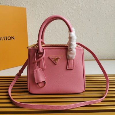 Prada Mini Galleria Bag In Pink Saffiano Leather