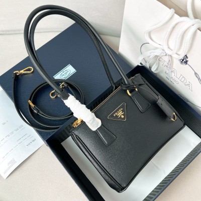 Prada Mini Galleria Shoulder Bag in Black Saffiano Leather