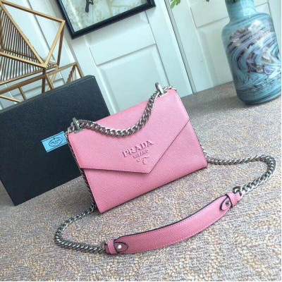 Prada Monochrome Flap Bag In Petal Pink Saffiano Leather