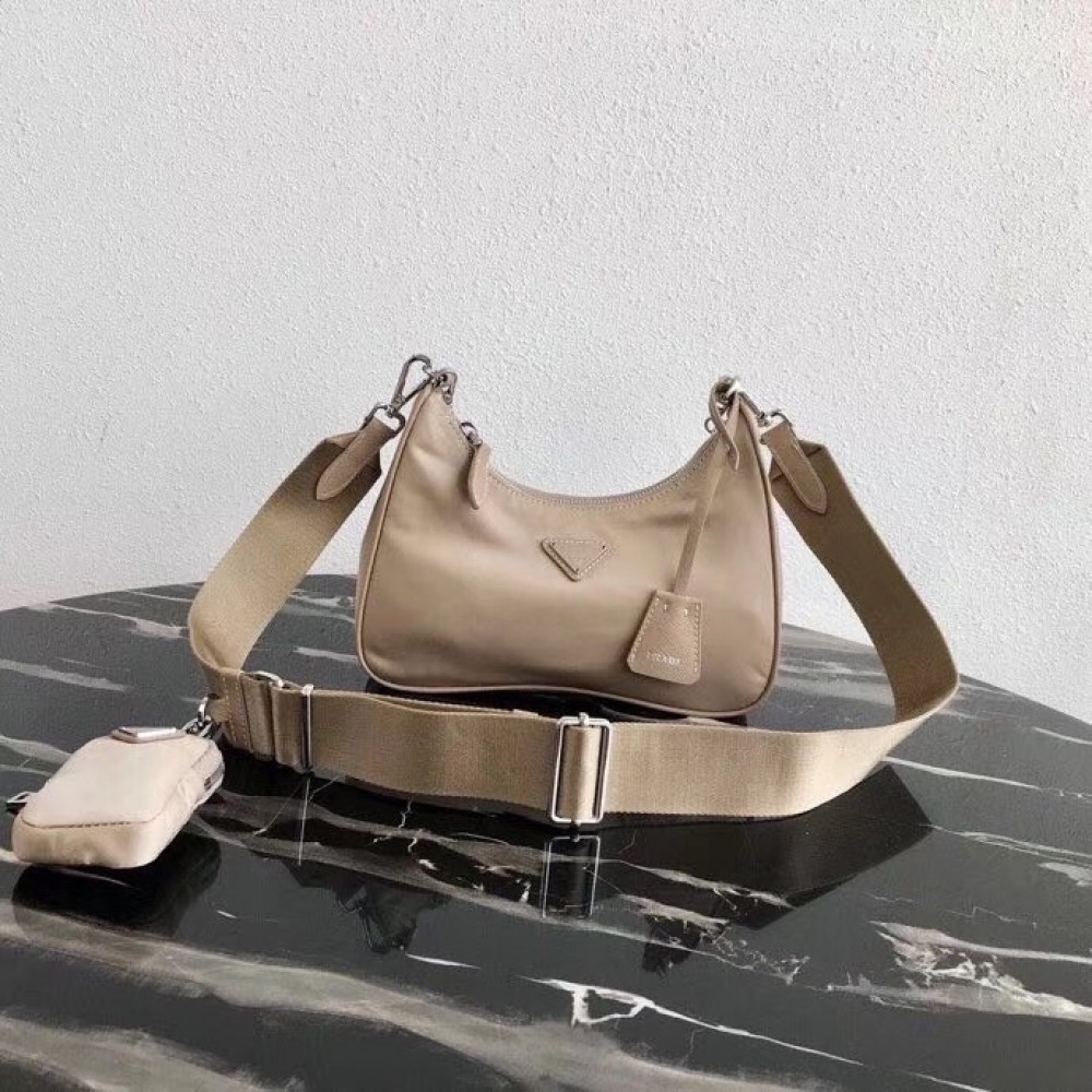 Prada Re-Edition 2005 Shoulder Bag In Beige Nylon