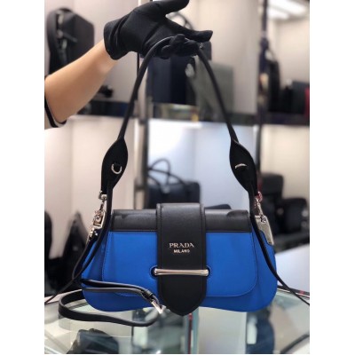 Prada Sidonie Shoulder Bag In Blue/Black Leather