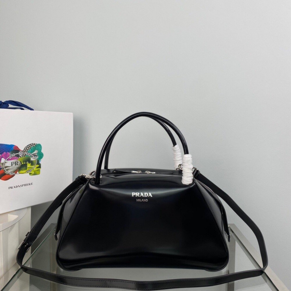 Prada Supernova Medium Bag In Black Brushed Leather