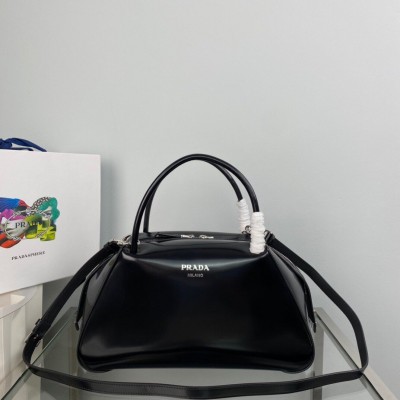 Prada Supernova Medium Bag In Black Brushed Leather