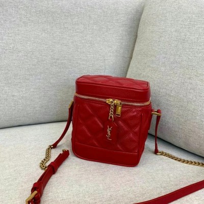 Saint Laurent 80's Vanity Bag In Red Quilted Grained Leather LDBS244989