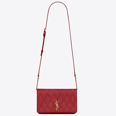 Saint Laurent Angie Chain Bag In Red Diamond Lambskin LDBS244993