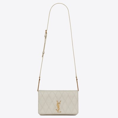 Saint Laurent Angie Chain Bag In White Diamond Lambskin LDBS244994