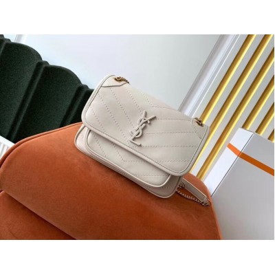 Saint Laurent Baby Niki Bag In White Lambskin LDBS244997