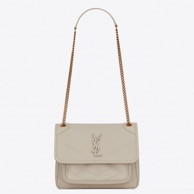 Saint Laurent Baby Niki Bag In White Lambskin LDBS244997