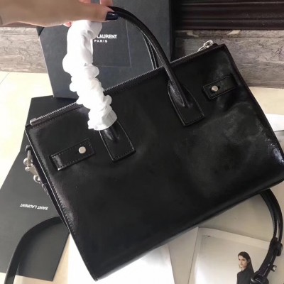 Saint Laurent Baby Sac De Jour Souple Duffle Bag In Black Moroder Leather LDBS245005