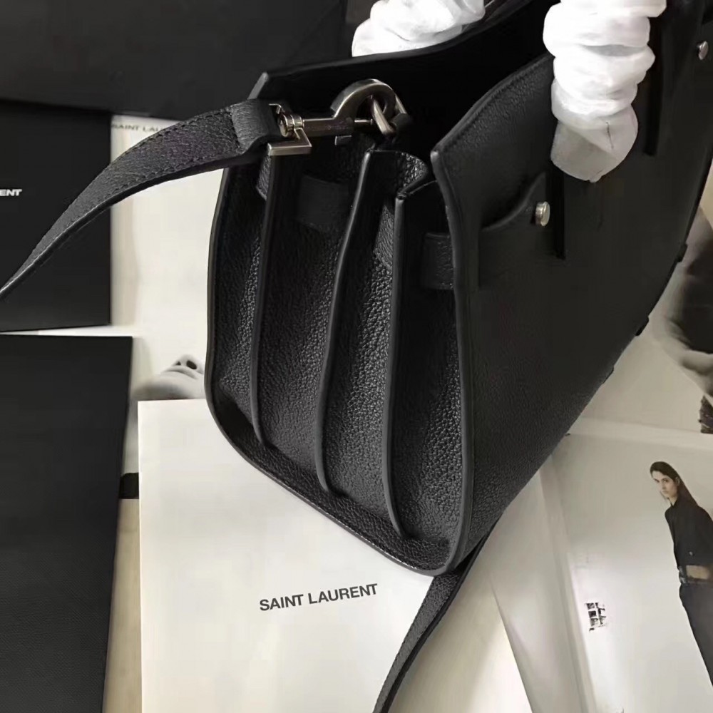 Saint Laurent Baby Sac de Jour Souple Bag In Black Grained Leather LDBS245002