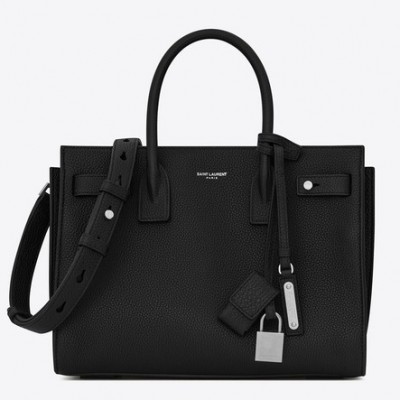 Saint Laurent Baby Sac de Jour Souple Bag In Black Grained Leather LDBS245002