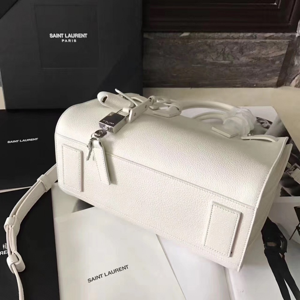 Saint Laurent Baby Sac de Jour Souple Bag In White Grained Leather LDBS245004