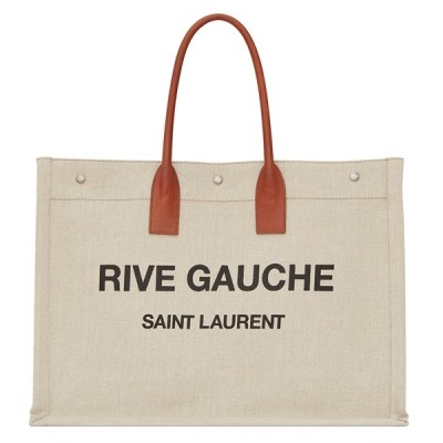 Saint Laurent Beige Linen Rive Gauche Tote Bag LDBS245007