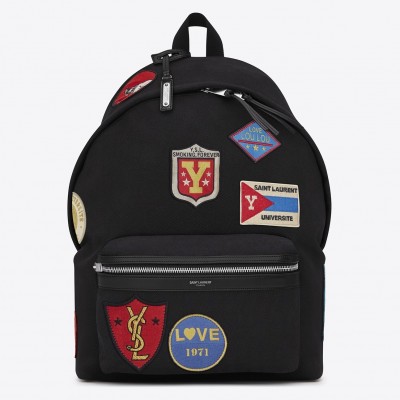 Saint Laurent Black City Backpack With Patches LDBS245012