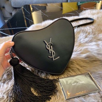 Saint Laurent Black Monogram Heart Cross Body Bag LDBS245023