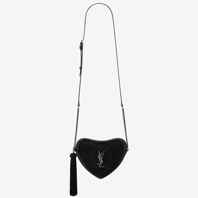 Saint Laurent Black Monogram Heart Cross Body Bag LDBS245023