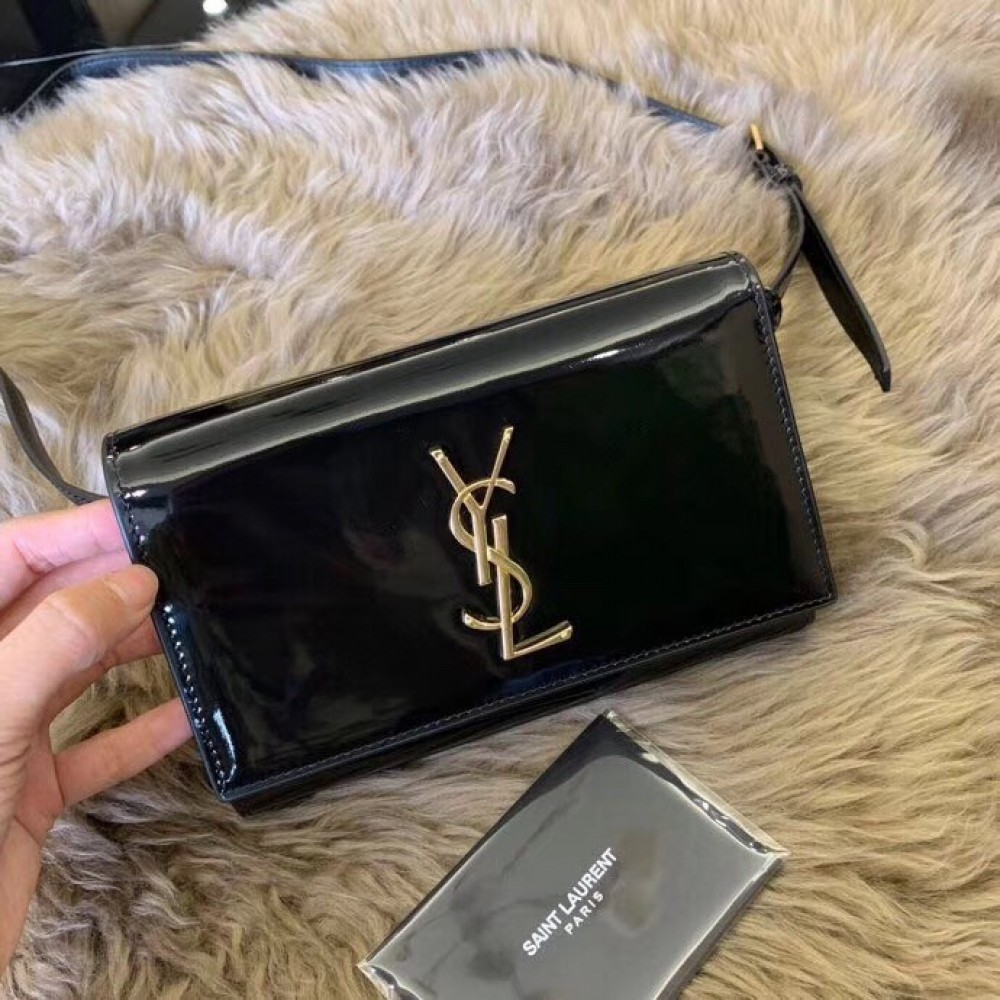 Saint Laurent Black Patent Kate Belt Bag LDBS245025