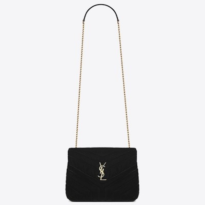 Saint Laurent Black Velvet Small Loulou Chain Bag LDBS245032