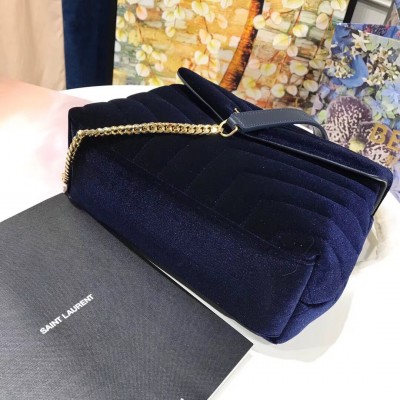 Saint Laurent Blue Velvet Small Loulou Chain Bag LDBS245035