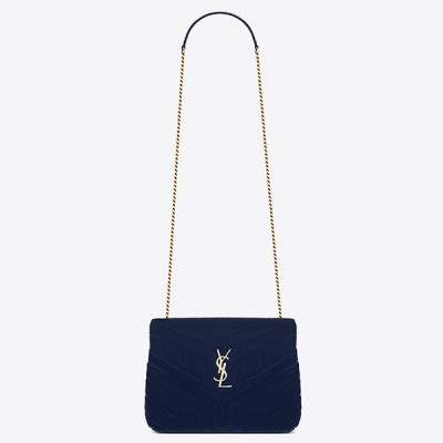 Saint Laurent Blue Velvet Small Loulou Chain Bag LDBS245035