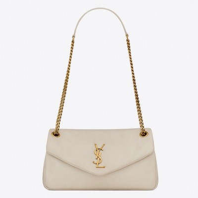 Saint Laurent Calypso Shoulder Bag In White Lambskin LDBS245039