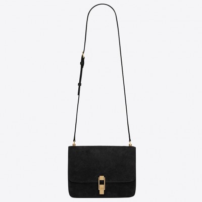 Saint Laurent Carre Satchel Bag In Black Suede Leather LDBS245043