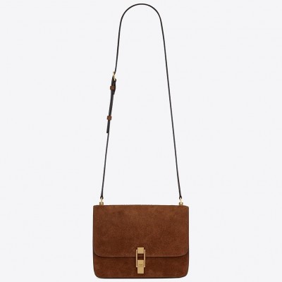 Saint Laurent Carre Satchel Bag In Brown Suede Leather LDBS245045