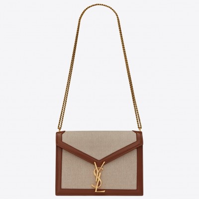 Saint Laurent Cassandra Clasp Bag In Beige Canvas LDBS245047