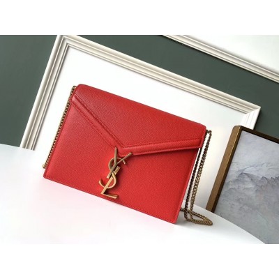 Saint Laurent Cassandra Clasp Bag In Red Grained Leather LDBS245053