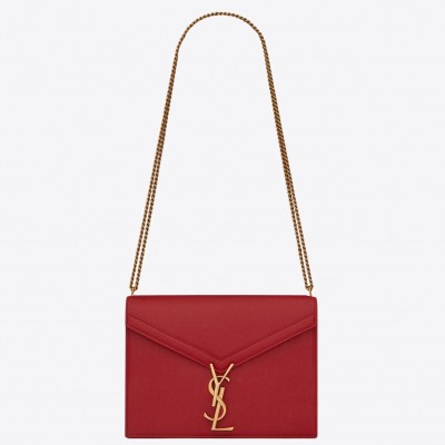 Saint Laurent Cassandra Clasp Bag In Red Grained Leather LDBS245053