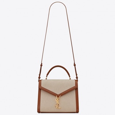 Saint Laurent Cassandra Medium Bag In Beige Canvas LDBS245054