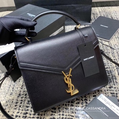 Saint Laurent Cassandra Medium Bag In Black Grained Leather LDBS245055