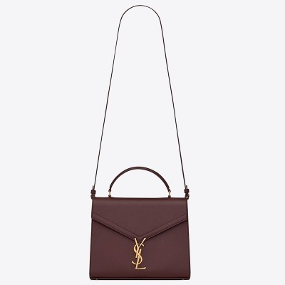 Saint Laurent Cassandra Medium Bag In Bordeaux Grained Leather LDBS245057