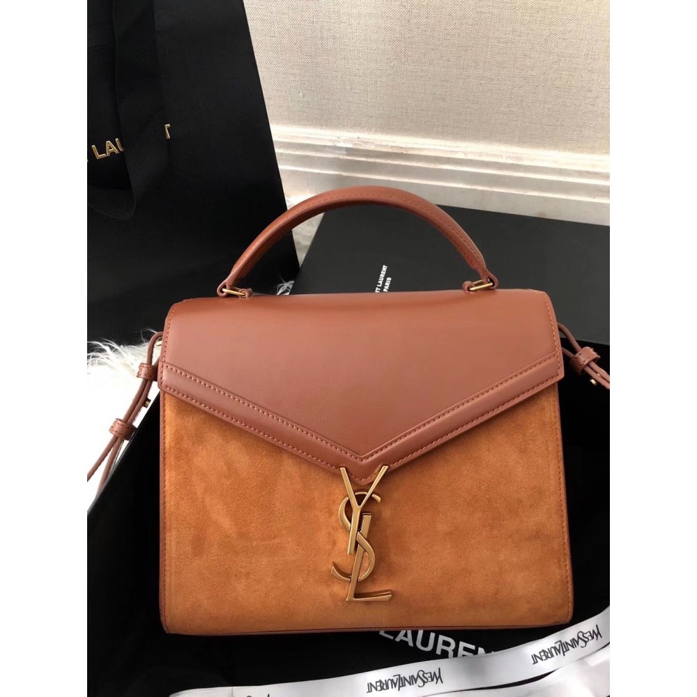 Saint Laurent Cassandra Medium Bag In Brown Suede LDBS245058