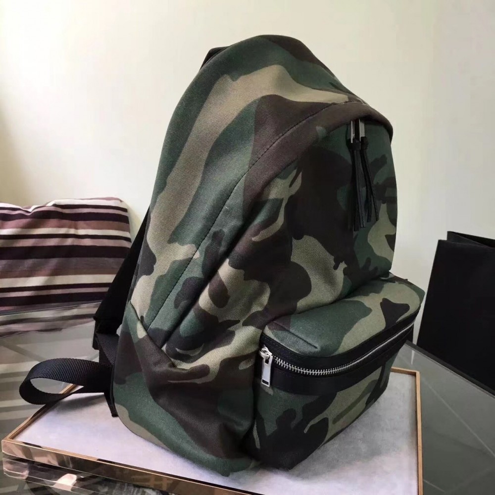 Saint Laurent City Backpack In Gabardine Camouflage LDBS245062