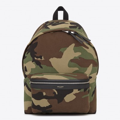 Saint Laurent City Backpack In Gabardine Camouflage LDBS245062