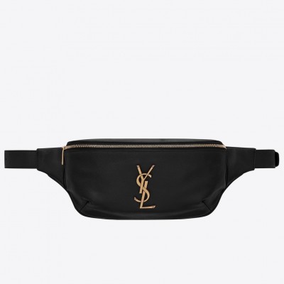 Saint Laurent Classic Monogram Belt Bag In Black Grained Leather LDBS245064