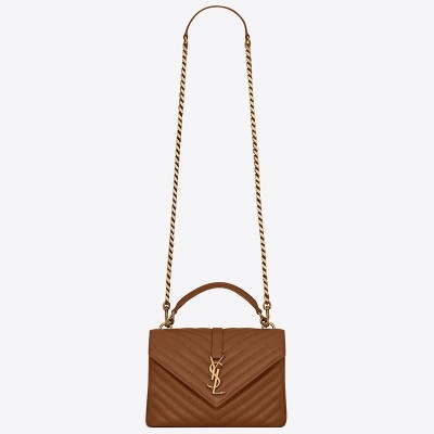 Saint Laurent College Medium Bag In Brown Matelasse Leather LDBS245066