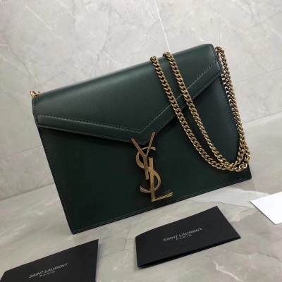 Saint Laurent Dark Green Cassandra Monogram Clasp Bag LDBS245073