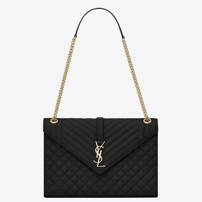 Saint Laurent Envelope Large Bag In Black Grained Leather LDBS245076