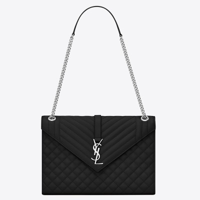 Saint Laurent Envelope Large Bag In Noir Grained Leather LDBS245077