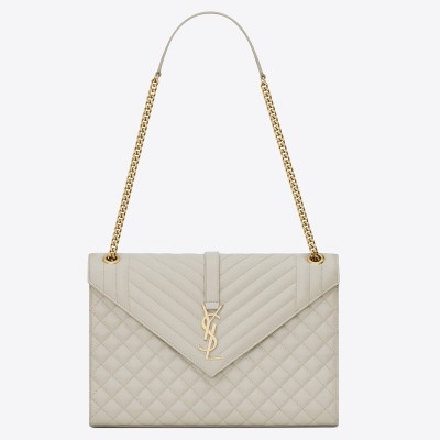 Saint Laurent Envelope Large Bag In White Matelasse Grained Leather LDBS245078