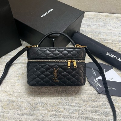 Saint Laurent Gaby Mini Vanity Bag in Black Lambskin LDBS245080