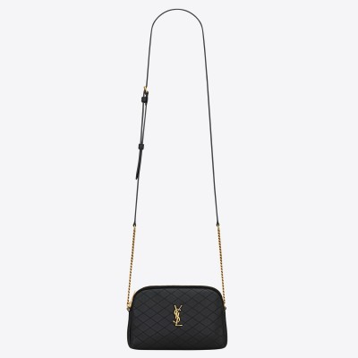 Saint Laurent Gaby Zipped Pouch in Black Quilted Lambskin LDBS245081