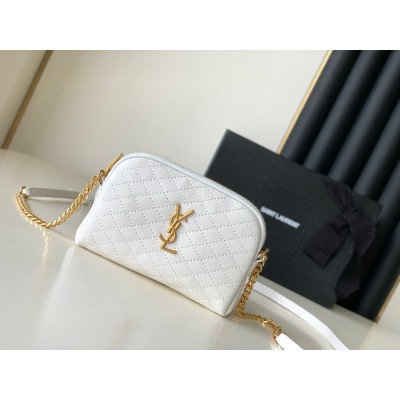 Saint Laurent Gaby Zipped Pouch in White Quilted Lambskin LDBS245082