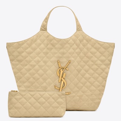 Saint Laurent Icare Maxi Shopping Bag In Beige Quilted Lambskin LDBS245083