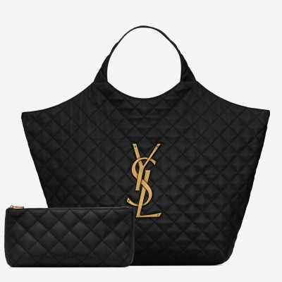 Saint Laurent Icare Maxi Shopping Bag In Black Quilted Lambskin LDBS245084