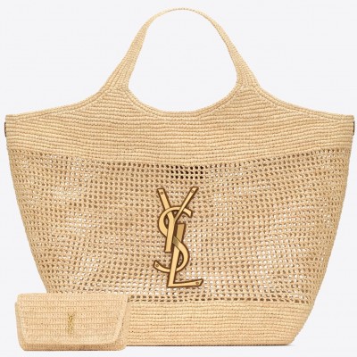 Saint Laurent Icare Maxi Shopping Bag in Naturel Raffia LDBS245085