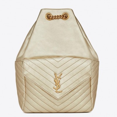 Saint Laurent Joe Backpack In Gold Lame Leather LDBS245097